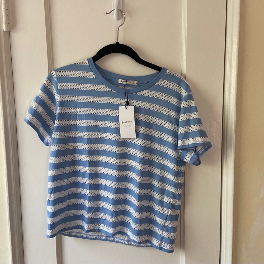 NWT Asos Stradivarius Stripe and Lacey T-Shirt